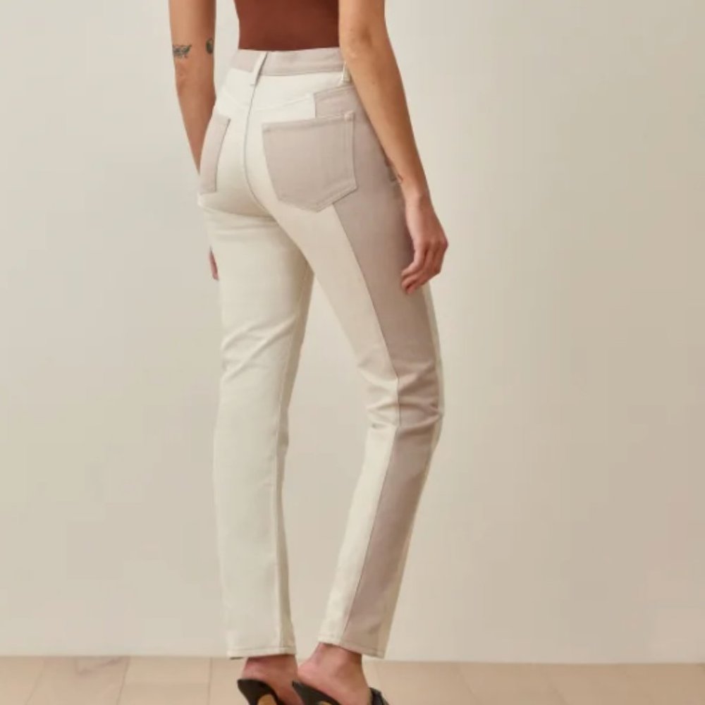 NWT Reformation Cynthia Tonal Reworked High Rise Straight Jeans - Picture 3 of 8